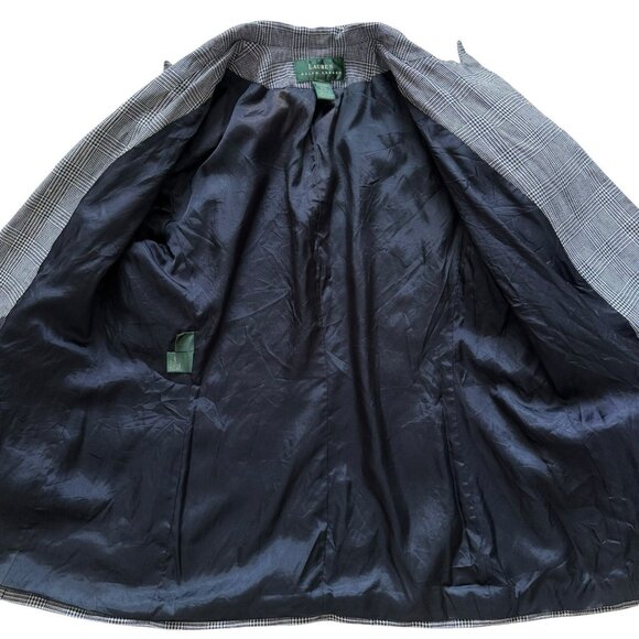 VTG Lauren Ralph Lauren Blazer Linen Plaid Academia Houndstooth Double Breasted - Picture 10 of 16